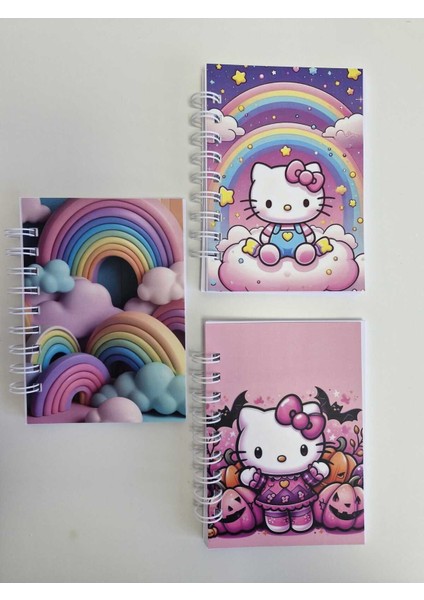 Hello Kitty Temalı A6 Boyut 3'lü Not Defteri Seti