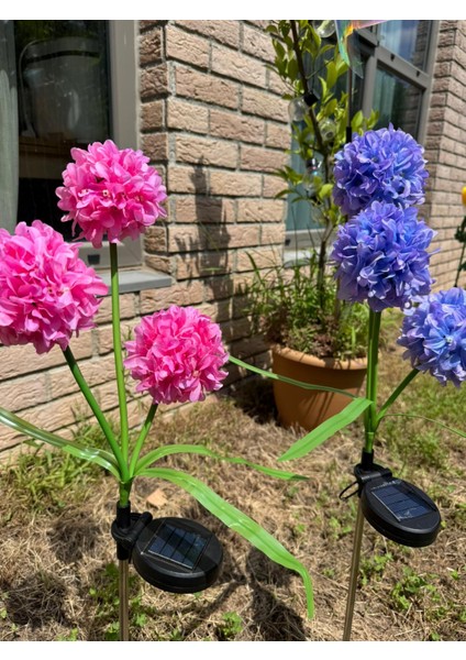 Güneş Enerjili 3 Kafalı Ortanca Dış Mekan Dekoratif LED Işık Solar Hydrangea Light indirimleri