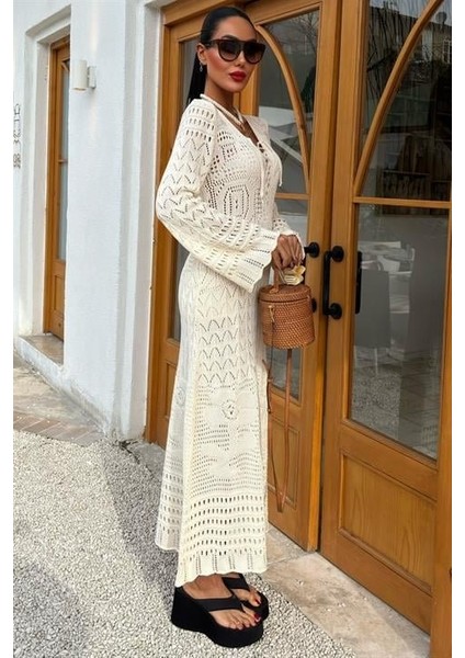 Mottisfashion Birit Detaylı Ajurlu Elbise 2838