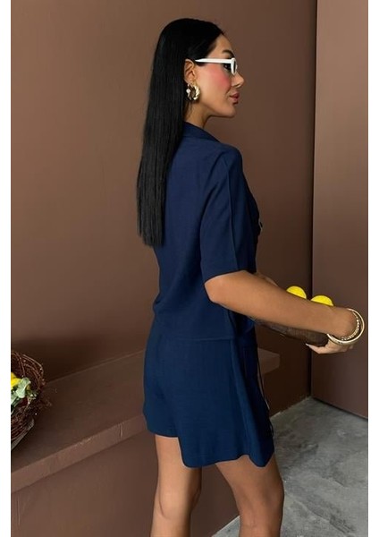 Mottisfashion Gömlek Şort Etek Viscon Keten Takım 10162 modelleri