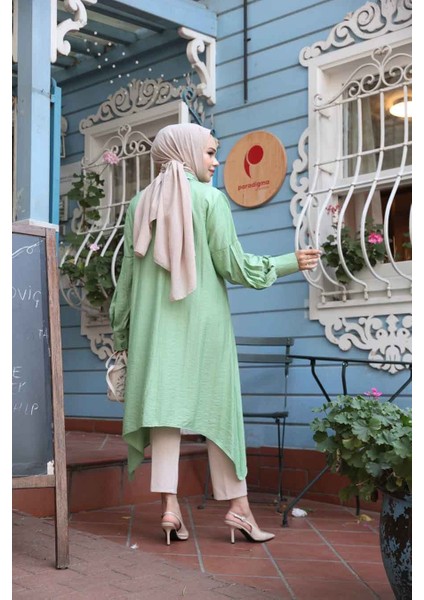 Asimetrik Detaylı Mint Tesettür Tunik 615MINT fiyatları