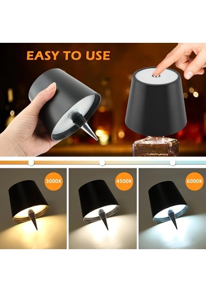 Cam Şişe Uyumlu Masa Lambası Ambiyans Işığı Şarjlı 3 Renk Parlaklığı Ayarlanabilir fırsatları