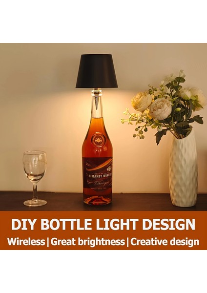 Cam Şişe Uyumlu Masa Lambası Ambiyans Işığı Şarjlı 3 Renk Parlaklığı Ayarlanabilir indirimleri