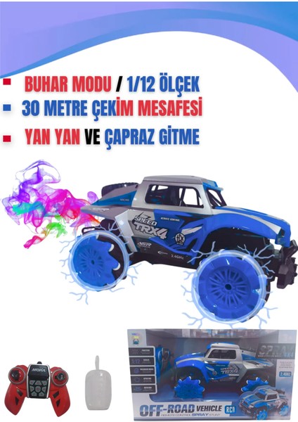 2.4ghz 1:!2 Ölçek Buhar Modlu Yan Yan ve Çapraz Giden 1200MAH Full Fonksiyon Uzaktan Kumandalı Araba