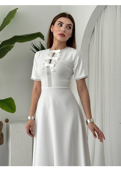 Mottisfashion Wera Taşlı Fiyonk Detaylı Elbise fiyatları
