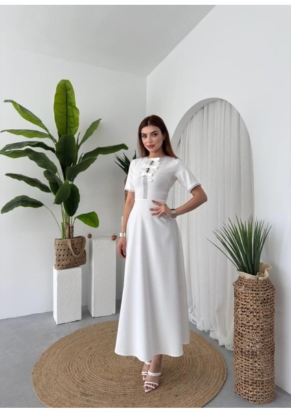 Mottisfashion Wera Taşlı Fiyonk Detaylı Elbise modelleri