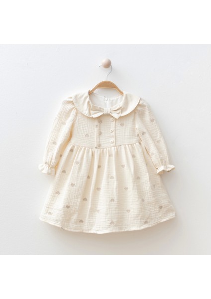 Kalp Işlemeli Kız Bebe Elbise