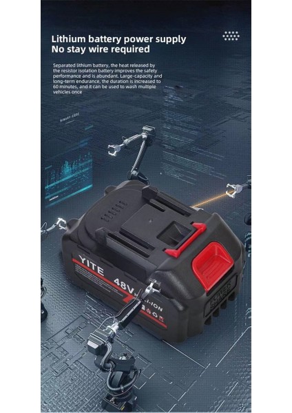 48V Şarjlı Basınçlı Çantalı Oto Araç Yıkama Tabancası Hortumu Bahçe Sulama Tabancası Çift Bataryalı modelleri