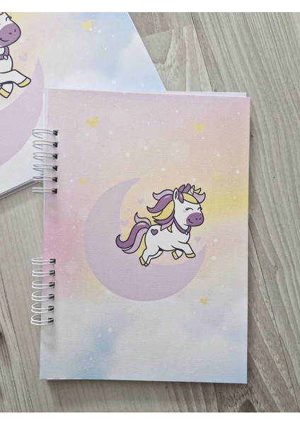 Unicorn Temalı Resim Defteri - A5 Çizgili Defter ve 2 Jel Kalem modelleri