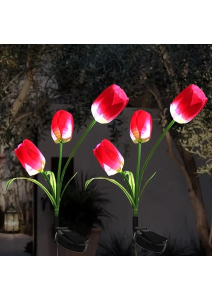 Güneş Enerjili 3 Kafalı Lale Işıkları Dış Mekan LED Aydınlatma Solar Tulip Lights