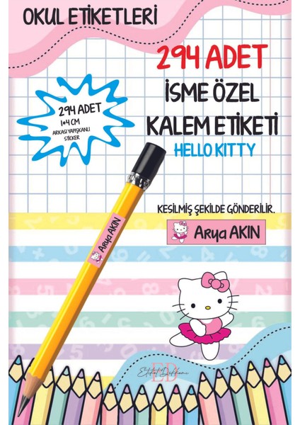 Okul Etiketi Kalem Etiketi Isimli Kişiye Özel Hello Kitty 294 Adet
