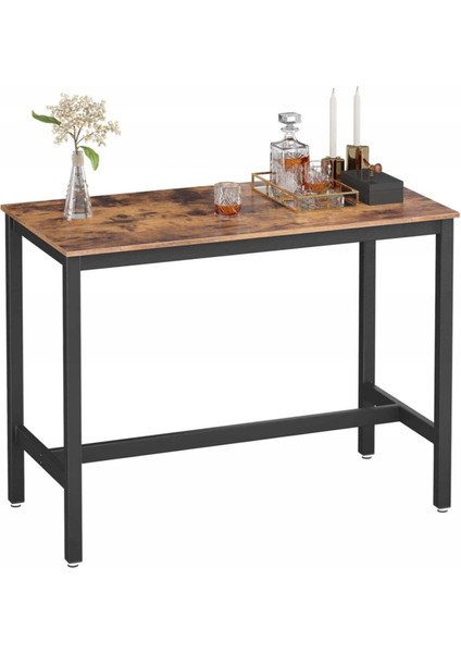 Baro Siyah Metal Ahşap Yemek Masası Yüksek 120X60X90