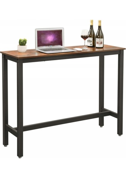 Baro Siyah Metal Ahşap Yemek Masası Yüksek 100X40X90