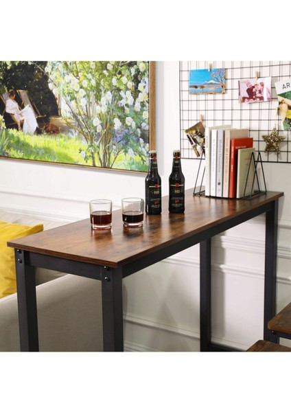 Baro Siyah Metal Ahşap Yemek Masası Yüksek 100X40X90 fırsatları