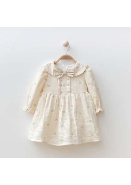 Kalp Işlemeli Kız Bebe Elbise