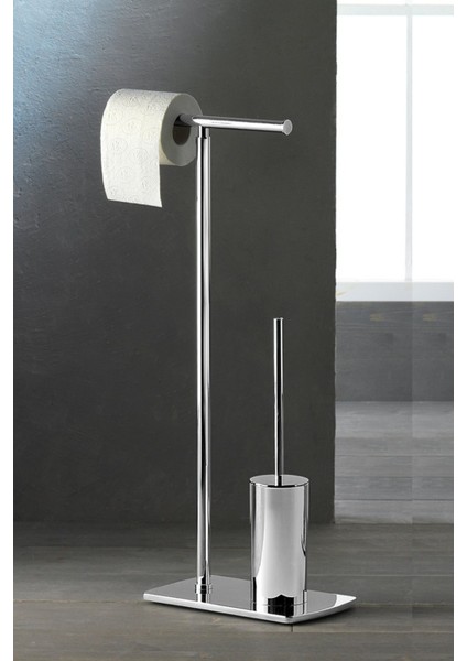 Florida Ayaklı Tuvalet Kağıtlık+Fırçalık - Krom fiyatları