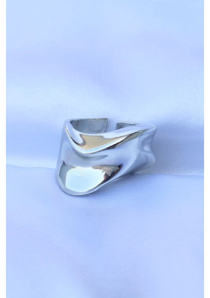 Pirinç Gümüş Renk Ayarlanabilir Kalın Ezme Yüzük fiyatları