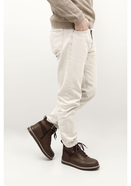 Gön Hakiki Deri Yuvarlak Burun Kauçuk Taban Bağcıklı Fermuarlı Günlük Erkek Bot 05803 fiyatları