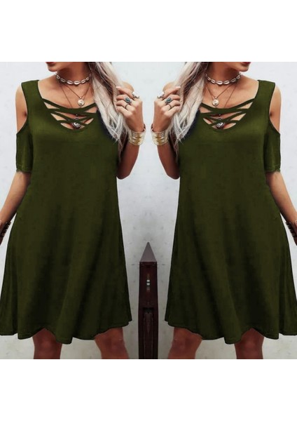 Mottisfashion Dekolteli Bağcık Detay Viskon Kumaş Elbise fiyatları