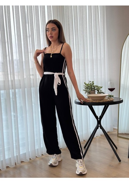 Mottisfashion Kadın Ip Askılı Straplez Belden Kuşaklı Viskon Iki Iplik Tulum fırsatları
