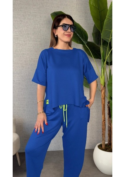 Mottisfashion Kadın Kısa Kollu Bisiklet Yaka Viskon Iki Iplik Bluz ve Pantolon Ikili Takım fiyatları