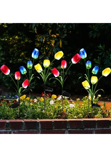 Güneş Enerjili 3 Kafalı Lale Işıkları Dış Mekan LED Aydınlatma Solar Tulip Lights indirimleri