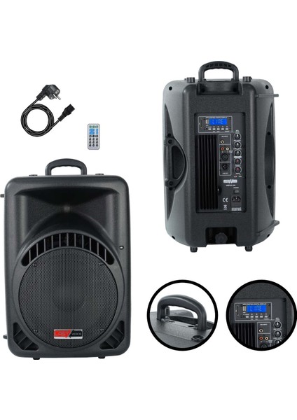 AMPLE-10A Aktif Kabin Hoparlör 10 Inç 600 Watt Bluetooth USB