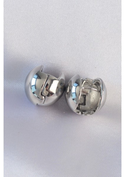 Pirinç Gümüş Renk Içi Boş Minimal Topçuk Küpe fiyatları