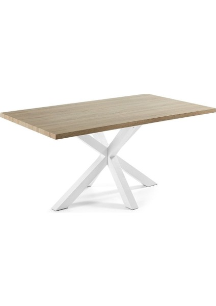 Sias Metal Cam Yemek Masası Beyaz Ayak Mdf Tabla