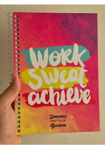 Zamansız Haftalık Stickerlı, Resimli, Renkli Spiralli Sert Kapak Ajanda 17X24 cm