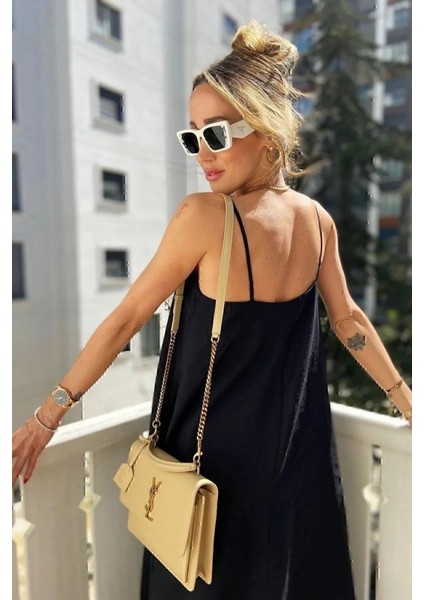 Mottisfashion Kadın Ip Askılı V Yakalı Uzun Aerobin Elbise modelleri