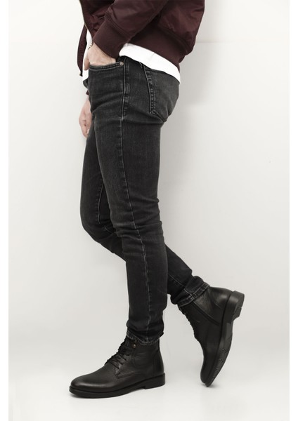 Erkek Siyah Fermuarlı Hakiki Deri Klasik Bot fiyatları