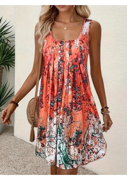 Mottisfashion Kadın Sıfır Kollu Kare Yaka Önden Pileli Salaş Süprem Elbise fiyatları