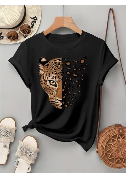 Mottisfashion Kadın Kısa Kollu Bisiklet Yaka Desenli Viskon Bluz modelleri