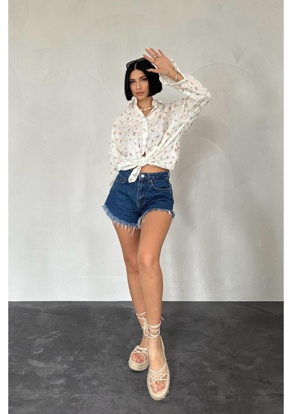 Mottisfashion Oranj Brode Çiçek Nakışlı Klasik Gömlek fırsatları