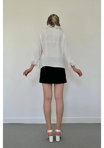 Mottisfashion Beyaz Yakası Volanlı Gömlek modelleri
