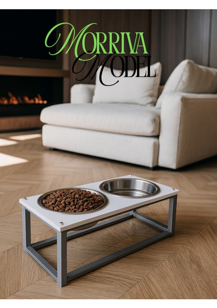 Kedi ve Köpekler Için Sağlıklı Yeme Standı, Paslanmaz Çelik Şık Tasarım ve Kaymaz Ayaklar