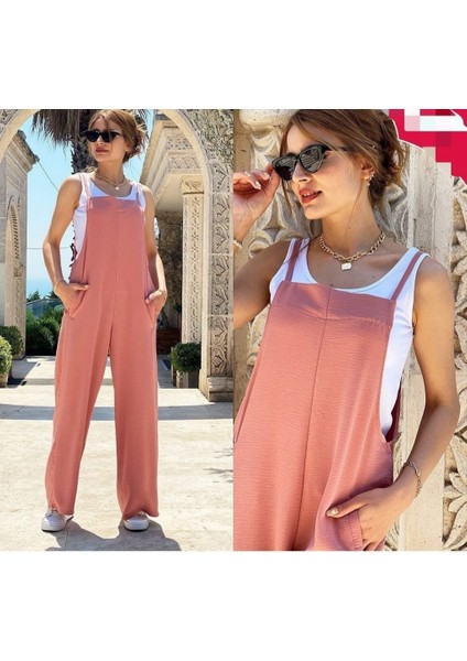 Mottisfashion Kadın Ip Askılı Atlet Detay Aerobin Salaş Tulum