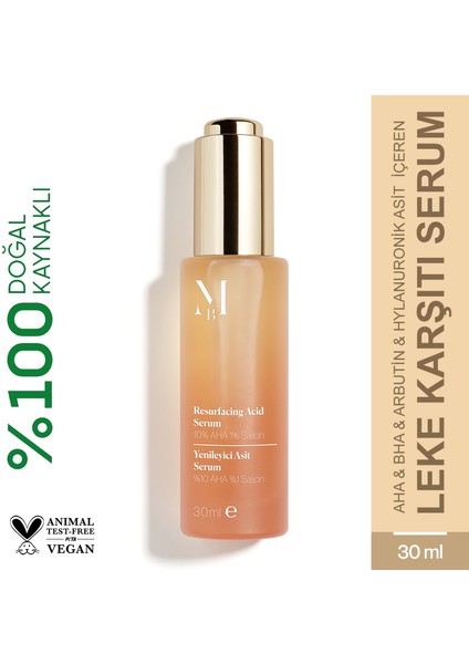 Yenileyici Asit Serum %10 AHA %1 Salisin (%2 Arbutin + Hyalüronik Asit)