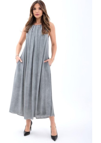 Mottisfashion 7387 Elbise-Gri