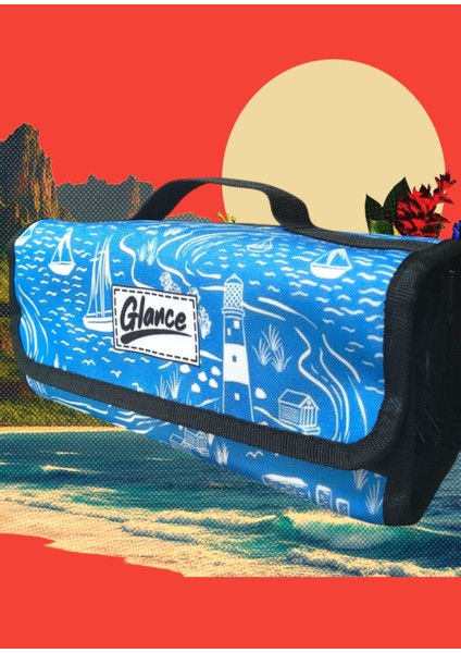 4 Bölümlü Mavi Deniz Fenerli Kalem Çantası Kulplu fırsatları