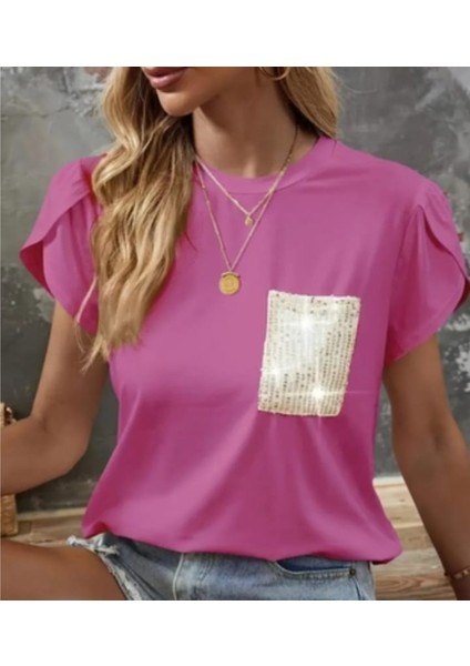 Kadın Pul Payet Cepli T-Shirt fiyatları
