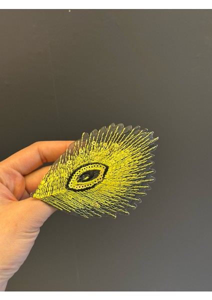 10X7 cm Sarı Tavus Kuşu Kanadı Broş Yaka Iğnesi Giyim Aksesuarı