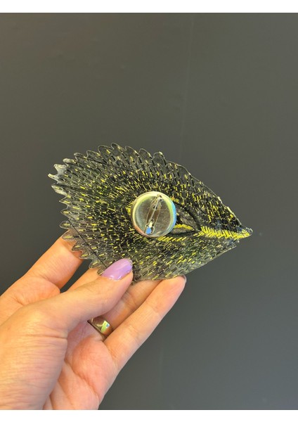 10X7 cm Sarı Tavus Kuşu Kanadı Broş Yaka Iğnesi Giyim Aksesuarı fiyatları