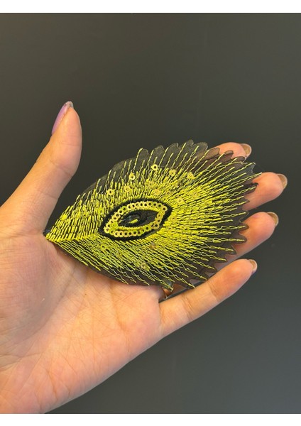 10X7 cm Sarı Tavus Kuşu Kanadı Broş Yaka Iğnesi Giyim Aksesuarı modelleri