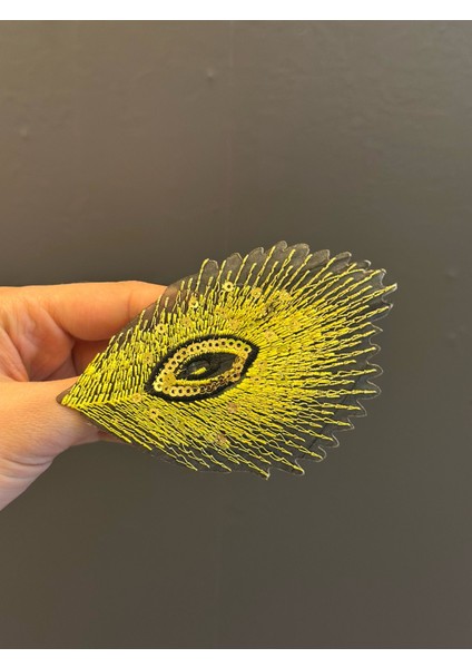 10X7 cm Sarı Tavus Kuşu Kanadı Broş Yaka Iğnesi Giyim Aksesuarı fırsatları