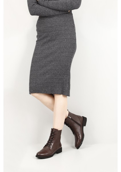 Kadın Bordo Fermuarlı Kauçuk Taban Hakiki Deri Postal Bot fiyatları