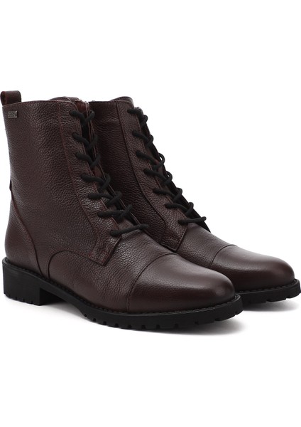 Kadın Bordo Fermuarlı Kauçuk Taban Hakiki Deri Postal Bot modelleri