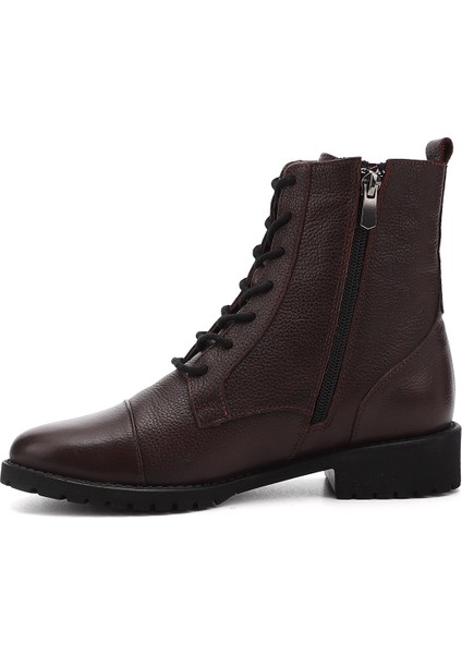 Kadın Bordo Fermuarlı Kauçuk Taban Hakiki Deri Postal Bot fırsatları