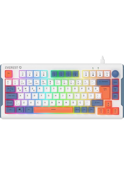 Kb-75 Membran Klavye Sessiz Klavye Rgb Aydınlatmalı Q Oyuncu Klavyesi Gaming Klavye Mavi/Turuncu